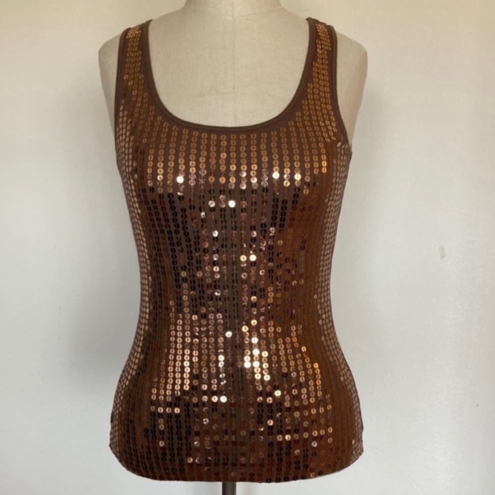Express metallic sequined pima cotton tank top S